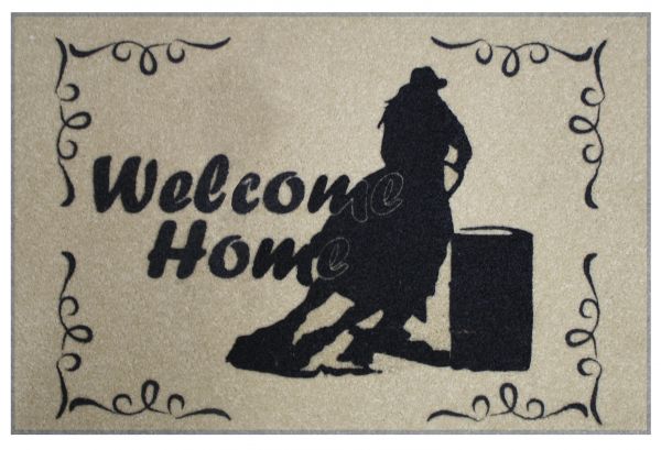 1528: 27" x 18" Welcome Home barrel racer mat Primary Showman Saddles and Tack