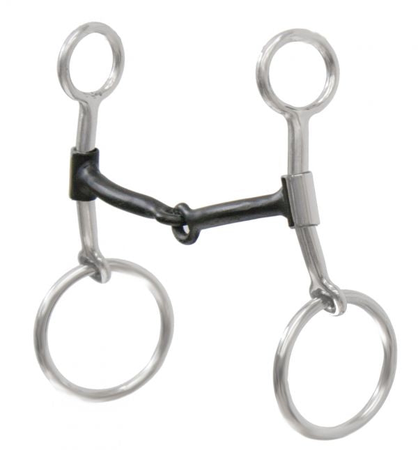 1530A: Showman ® Stainless steel sliding 5" broken, sweet iron mouth bit with large loose rings Bits Showman