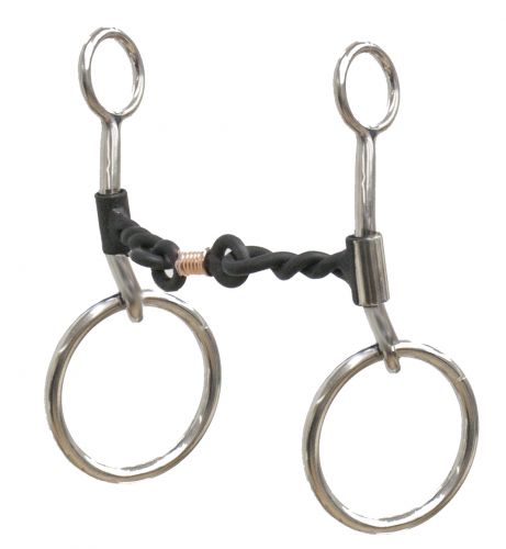 1530B: Showman ® Stainless steel sliding 5" twisted sweet iron mouth bit with copper wrapped dog b Bits Showman