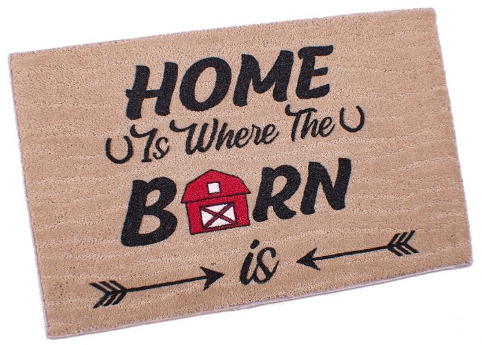 1546: 27" x 18" "Home Is Where The Barn Is" floor mat Primary Showman Saddles and Tack