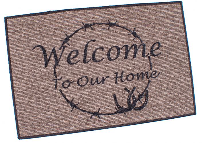 1551: 27" x 18" "Welcome To Our Home" floor mat Primary Showman Saddles and Tack