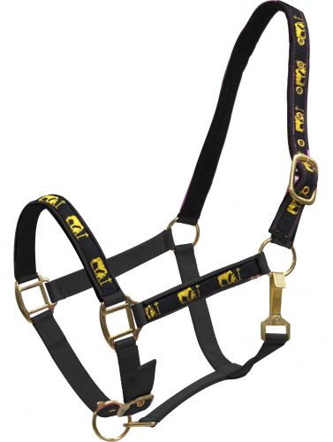 15767: Horse size nylon halter with "praying cowboy" overlay Nylon Halter Showman Saddles and Tack