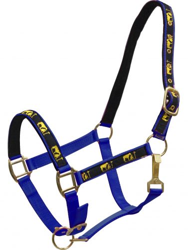 15767: Horse size nylon halter with "praying cowboy" overlay Nylon Halter Showman Saddles and Tack