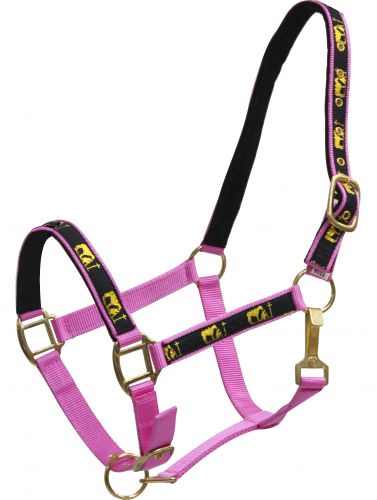 15767: Horse size nylon halter with "praying cowboy" overlay Nylon Halter Showman Saddles and Tack