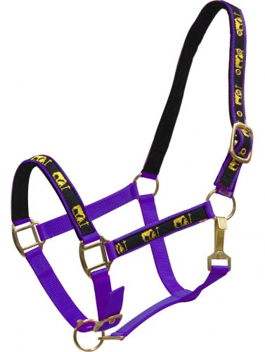 15767: Horse size nylon halter with "praying cowboy" overlay Nylon Halter Showman Saddles and Tack