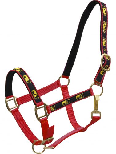 15767: Horse size nylon halter with "praying cowboy" overlay Nylon Halter Showman Saddles and Tack