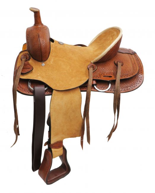1580313: 13" Double T Youth hard seat roper style saddle Youth Saddle Double T