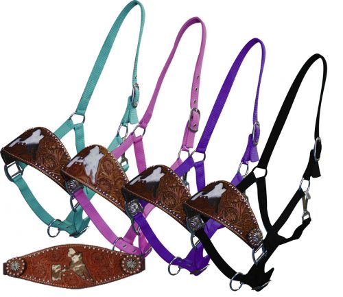 15822: Showman ® adjustable nose nylon bronc halter with nickle plated hardware and eyelets Bronc Halter Showman