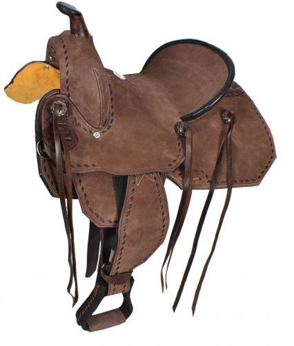 1583310: 10" Double T Youth/Pony Chocolate Roughout Barrel Saddle Youth Saddle Double T Black