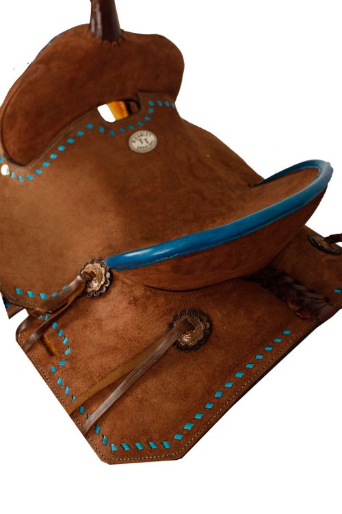 1583312: 12" Double T Youth/Pony Chocolate Roughout Barrel Saddle Youth Saddle Double T