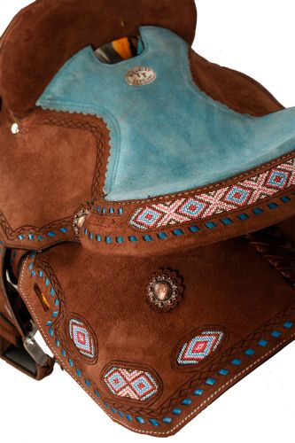 1583413: 13" Double T Youth/Pony Chocolate Roughout Barrel Saddle Youth Saddle Double T