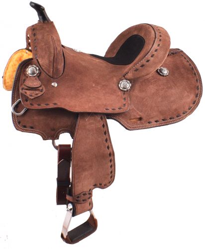 15844: 12", 13" Double T Youth/Pony Chocolate Roughout Barrel Saddle Youth Saddle Double T