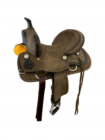1585813: 13" Double T Youth hard seat barrel style saddle Youth Saddle Double T