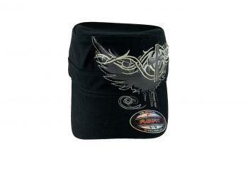 1599201: Black Cadet Style Ladies Cap w/ cross & wings Primary Showman Saddles and Tack