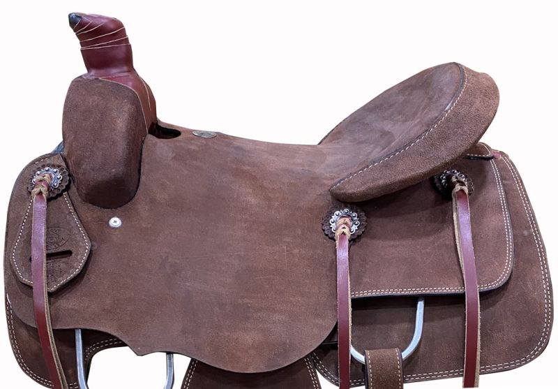 16 ", 17" Circle S Roping Saddle with Dark Oiled Roughout Leather Default Shiloh