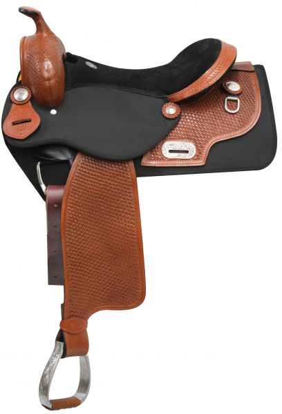 16" Double T Cordura Saddle with Basket Tooled Leather Accents Cordura Saddle Shiloh