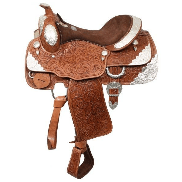 16" Double T Show Saddle Fully Tooled, Suede Leather Seat 407616 Show Saddle Double T Medium 16"
