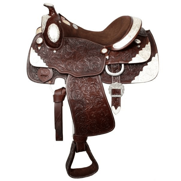 16" Double T Show Saddle Fully Tooled, Suede Leather Seat 407616 Show Saddle Double T Dark 16"