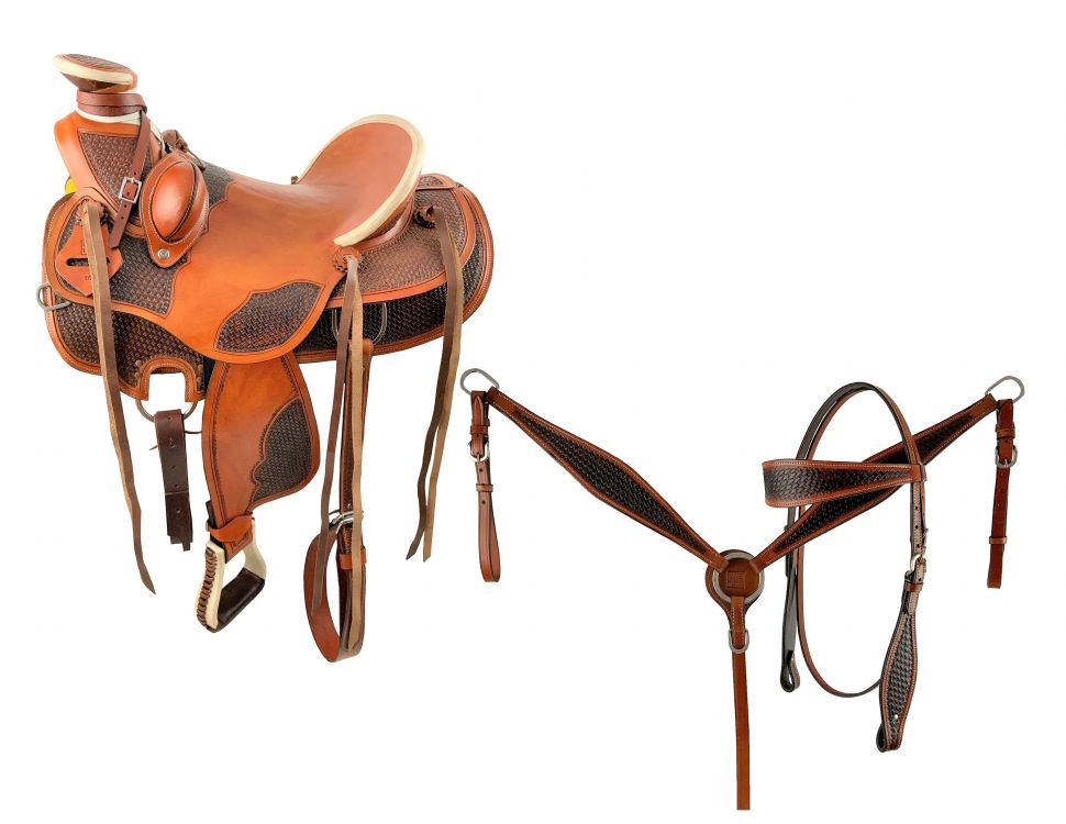 16" Wade Style Medium Oil Economy Roping Saddle Set Default Shiloh