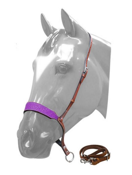 161141: Showman ® Glitter overlay leather tie down noseband and strap Tie Down Showman