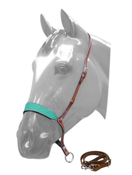 161141: Showman ® Glitter overlay leather tie down noseband and strap Tie Down Showman