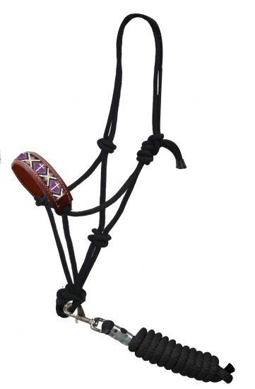 16173: Showman ® beaded nose cowboy knot rope halter Cowboy Halter Showman