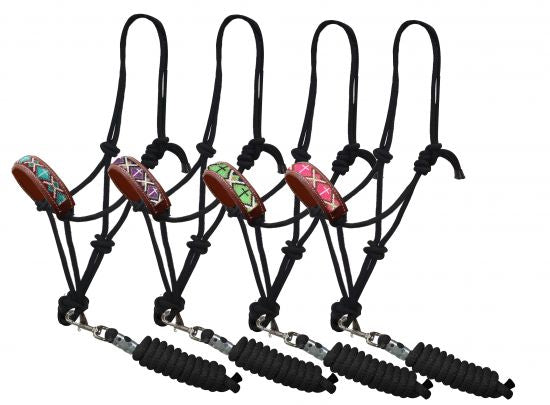 16173: Showman ® beaded nose cowboy knot rope halter Cowboy Halter Showman