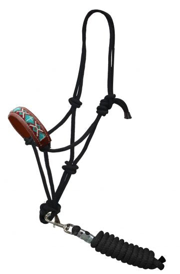 16173: Showman ® beaded nose cowboy knot rope halter Cowboy Halter Showman