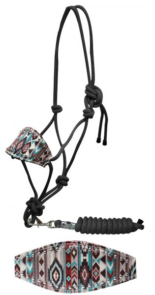 16177: Showman ® Navajo diamond print bronc nose rope halter Bronc Halter Showman