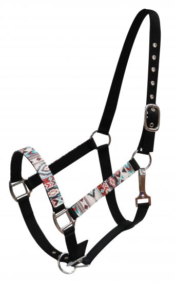16234: Showman ® Full Size Halter with Navajo print overlay Halter Showman