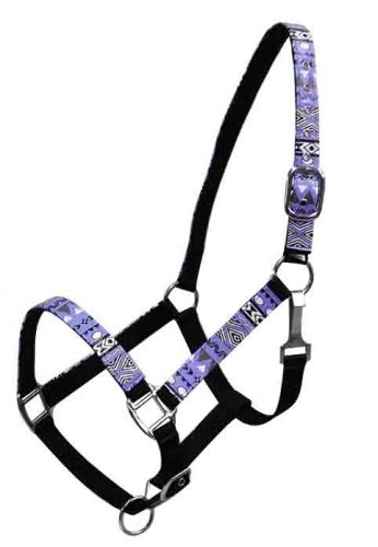 16342: Showman ® Full Size Aztec print overlay nylon halter Nylon Halter Showman