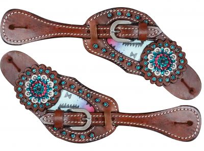 1636: Showman ® Pastel Navajo diamond spur straps Spur Straps Showman
