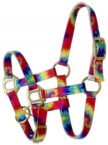 16583: Showman ® Premium tye dye nylon halter with brass hardware Nylon Halter Showman