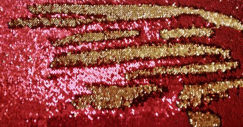 16664: Showman ® Nylon bronc halter with red and gold sequins inlay Bronc Halter Showman