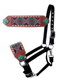 16710: Showman ® Nylon bronc halter with Navajo beaded design Bronc Halter Showman