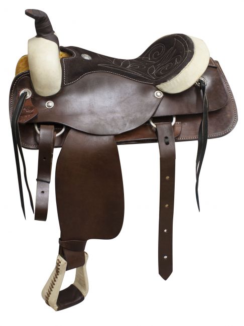 1726: Circle S Pleasure Style Saddle, Suede Leather Seat Pleasure Saddle Circle S 16"