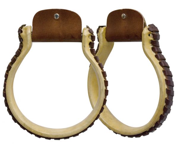 175696: Showman ® Rawhide covered Oxbow stirrup with leather stitched sides Primary Showman
