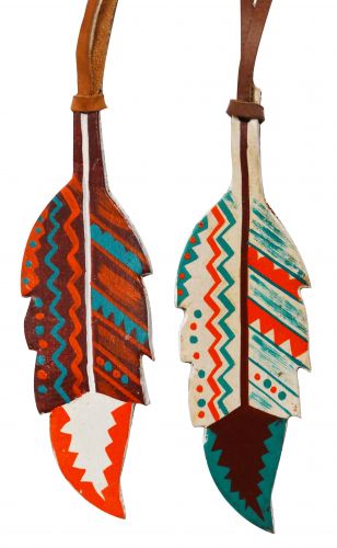 175940: 5" painted leather tie on feather with Southwest design Primary Showman Saddles and Tack