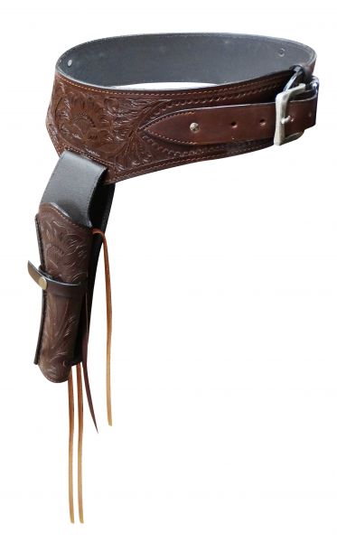 175961: Showman ® 22 Caliber Medium oil tooled leather Western gun holster and belt Western Gun Holster Showman