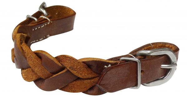 175965: Showman ® braided leather curb strap with buckles Bits Showman