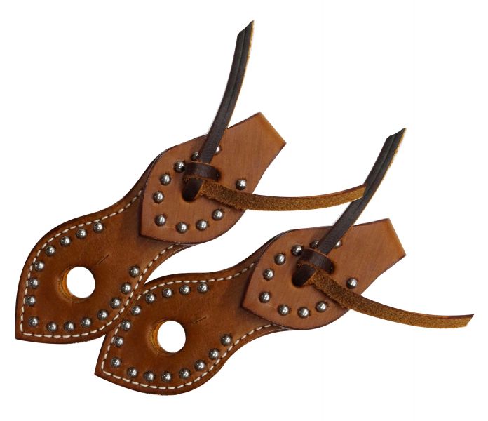 175977: Showman ® Silver studded leather slobber straps Reins Showman