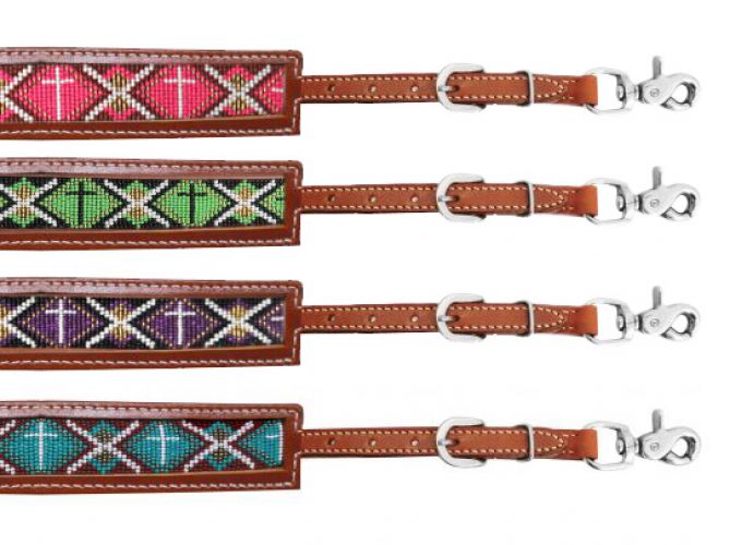 175997: Showman ® Medium leather wither strap with beaded inlay Primary Showman