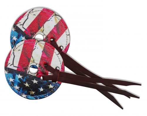 176022: 3" wide bit guard with American flag design leather with leather strap closure Bits Showman Saddles and Tack