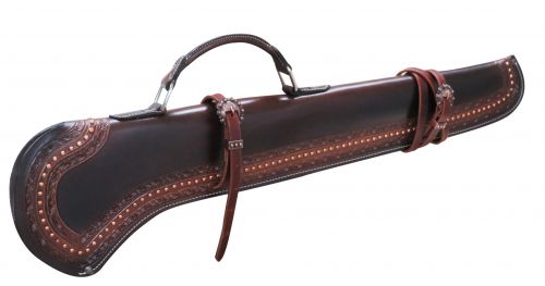 176139: Showman ® 34" Barbed wire tooled gun scabbard with copper buckles Primary Showman