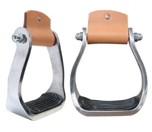 176339: Showman ® Pony/Youth polished aluminum stirrup with rubber tread Stirrups Showman   