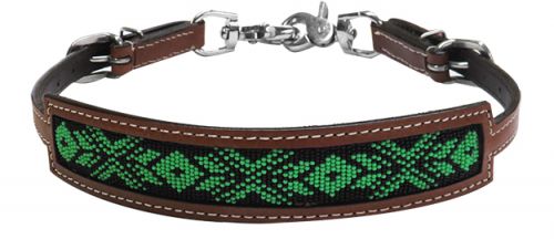 176382: Showman ® Medium leather wither strap with beaded inlay Primary Showman