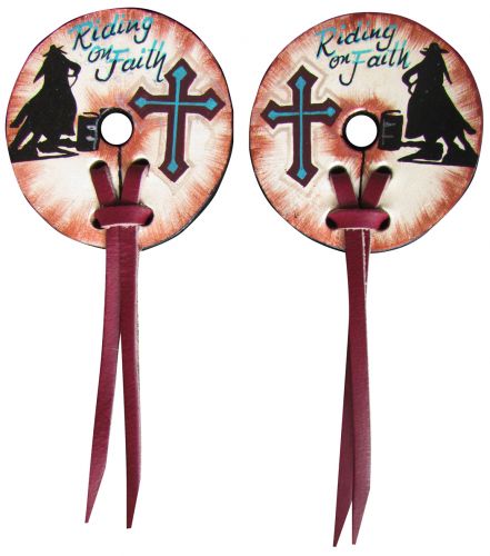 176712: "Riding on Faith" leather bit guards Bits Showman Saddles and Tack