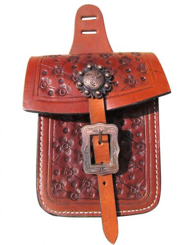 176827: Showman ® Floral tooled saddle pocket Saddle Bag Showman