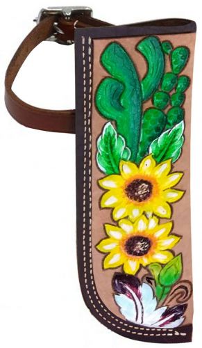 176931: Showman ® Hand Painted Sunflower and Cactus Leather flag carrier Primary Showman