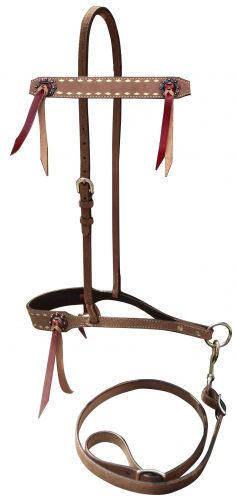176980: Showman ® Roughout leather tie down noseband and strap with buckstitch trim Tie Down Showman
